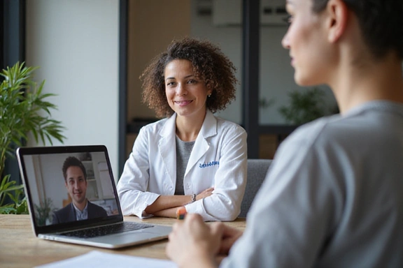 A person having a virtual consultation with a nutritionist on a laptop, showing engagement and personalized attention.