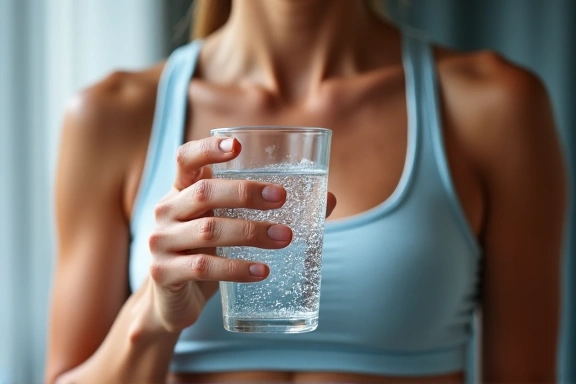 Osoba pijąca wodę po treningu