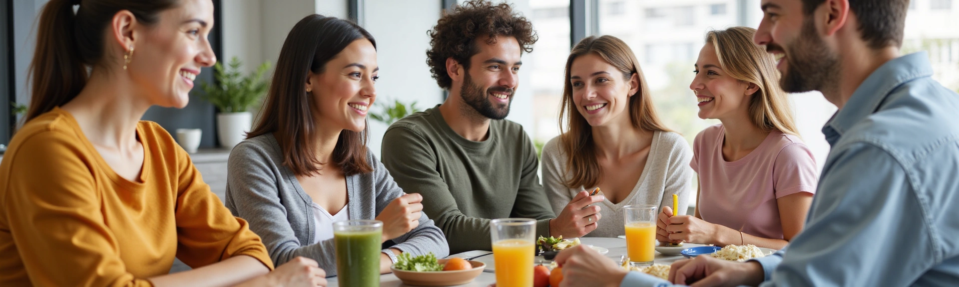 Diverse group of happy, healthy people smiling, symbolizing positive outcomes of nutrition.